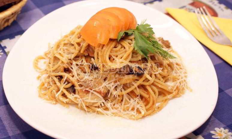 Рецепт пасты с грибами и баклажанами