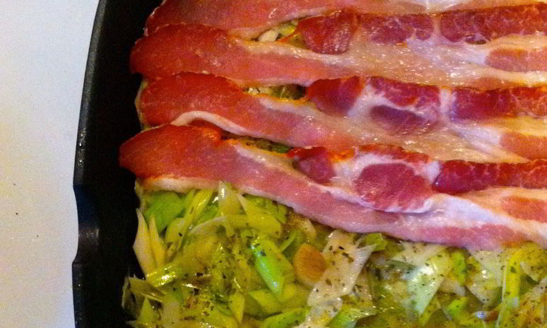 Рецепт пасты с прошутто и луком-пореем