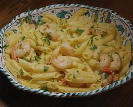 Паста с тыквой и креветками