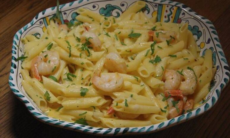 Рецепт пасты с тыквой и креветками
