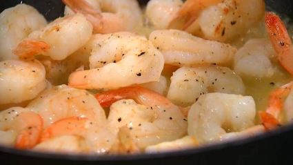 паста с тыквой и креветками