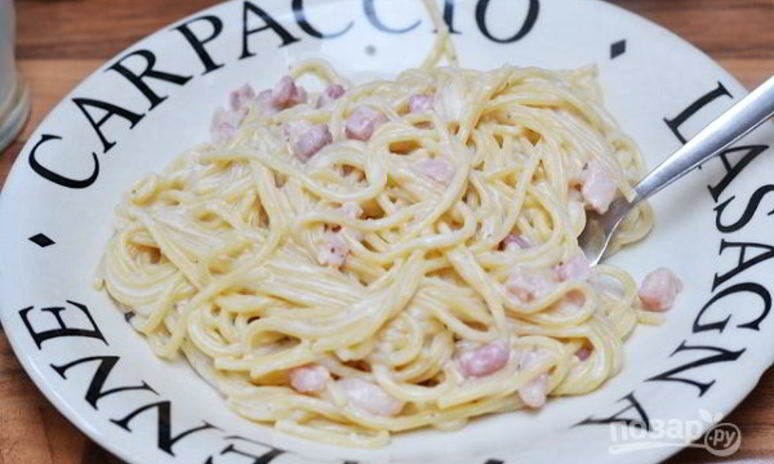 Рецепт спагетти с беконом и сливками