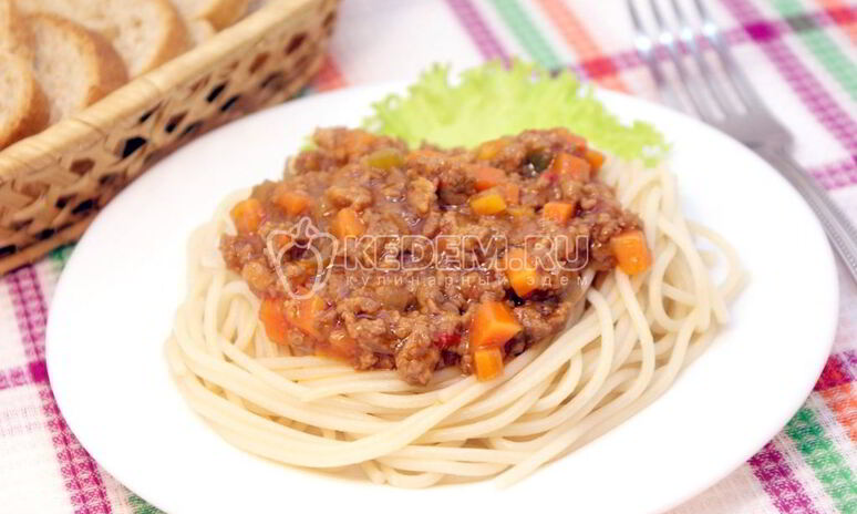 Рецепт спагетти с мясной подливой
