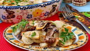 Говядина с грибами и картошкой в духовке