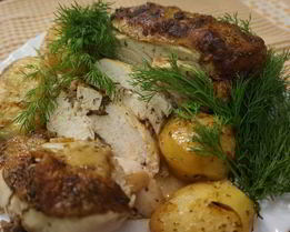 Куриная грудка с лимоном и картофелем