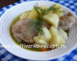 Куриные ножки с картофелем в мультиварке