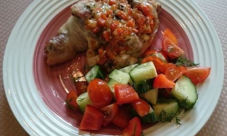 Рецепт куриных окорочка фаршированный овощами