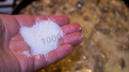 мясо в сметанном соусе с грибами на сковороде