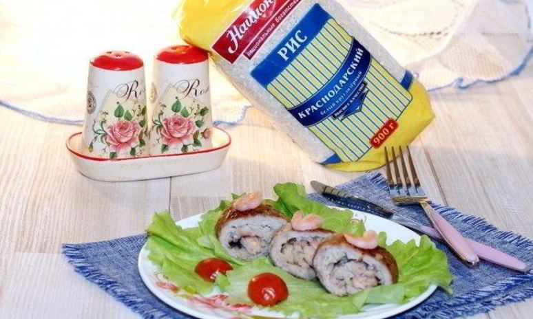 Рецепт свинины, фаршированной рисом, грибами и креветками