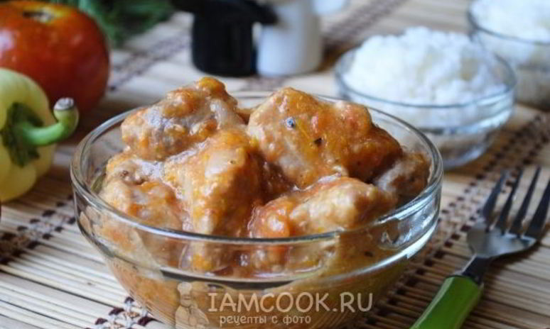 Рецепт тушеной свинины с помидорами