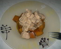 Тыква в соевом соусе и свинина в темном пиве