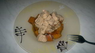 Тыква в соевом соусе и свинина в темном пиве