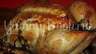 Запеченая курица над слоем соли