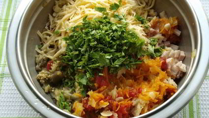 баклажаны фаршированные овощами и копченой грудинкой