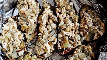 фаршированные баклажаны под сырной корочкой