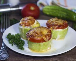 Кабачки в духовке с фаршем с сыром