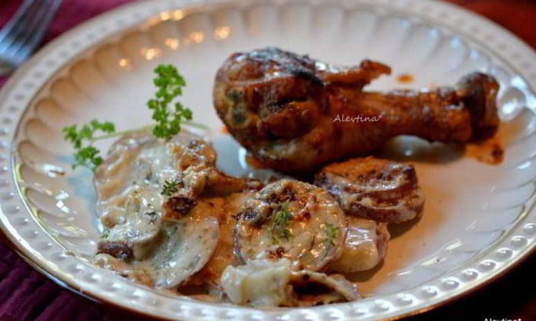 Рецепт картофельного гратен с грибами