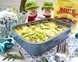 Цветная капуста с курицей и грибами в духовке