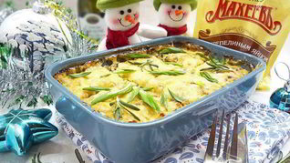 Цветная капуста с курицей и грибами в духовке