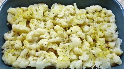 цветная капуста с курицей и грибами в духовке