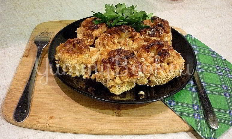 Рецепт цветной капусты, запеченной в сметанно-сырном соусе