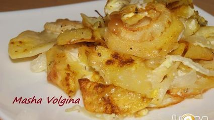 запеченный картофель с луком в сметане