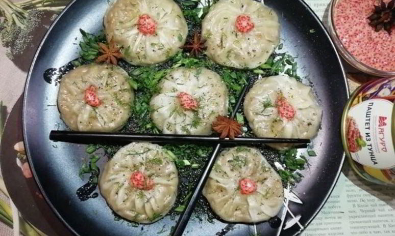 Рецепт гедзы с паштетом из тунца и куриной печенью