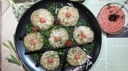 гедза с паштетом из тунца и куриной печенью