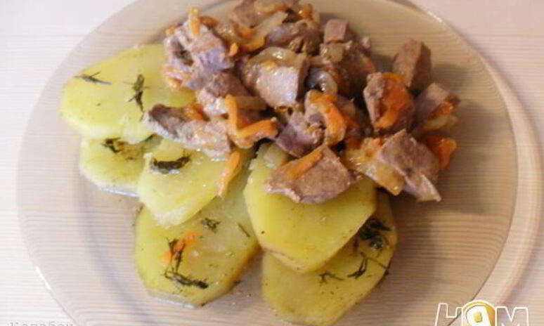 Рецепт говяжьей печени с картофелем в мультиварке