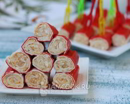 Крабовые палочки, фаршированные печенью трески