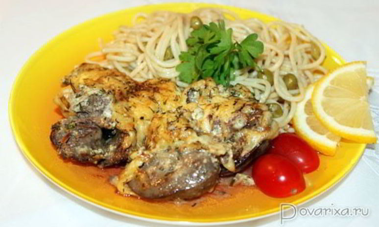 Рецепт куриной печени под сырным соусом