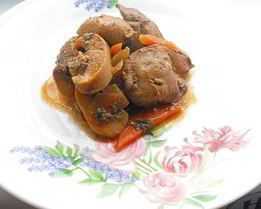 Куриная печень с грибами