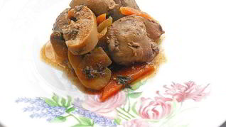 Куриная печень с грибами