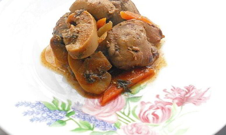Рецепт куриной печени с грибами