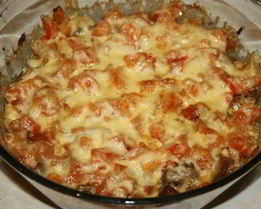 Куриная печень с помидорами по-милански