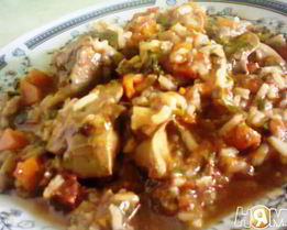 Куриная печень с рисом