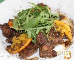 Куриная печень тушеная по-итальянски с апельсином