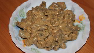 Печень по-строгановски в мультиварке