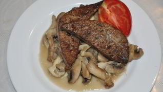 Печень с грибами