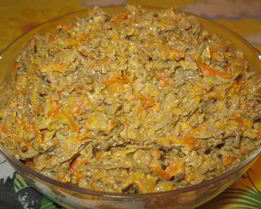 Печень с морковью и луком