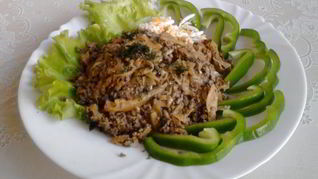 Печень тушеная с капустой