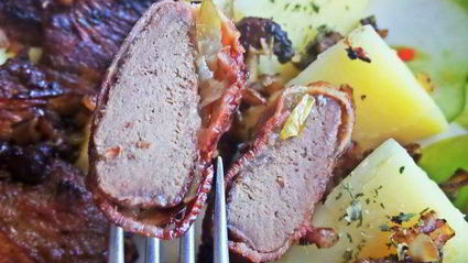 печень в беконе с картофелем