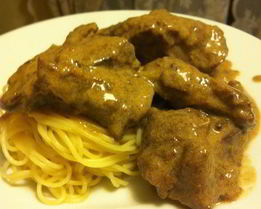 Печень ягненка в сметане