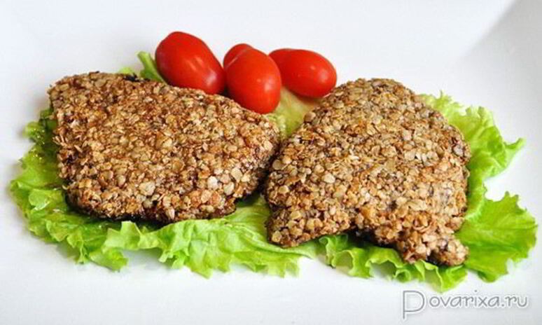 Рецепт печени, жаренной в овсяной панировке