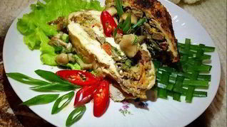 Запеченные куриные грудки с печенью