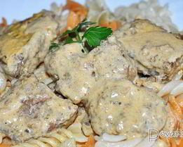 Жареная печень в сливочном соусе