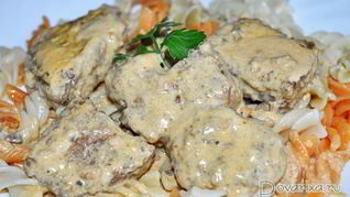 Жареная печень в сливочном соусе