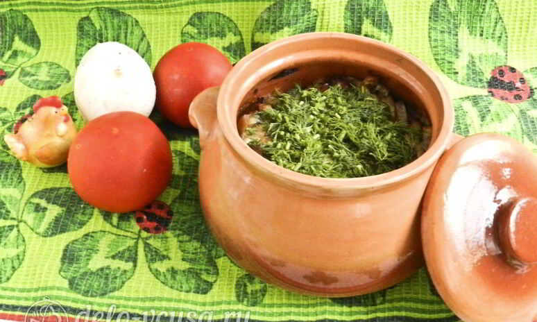 Рецепт пельменей в горшочках с грибами