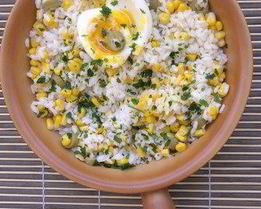 Летний плов с кукурузой и мятой