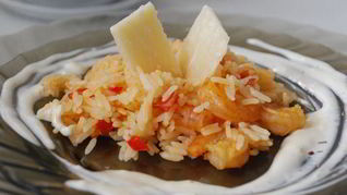 Лимонная валенсийская паэлья с креветками